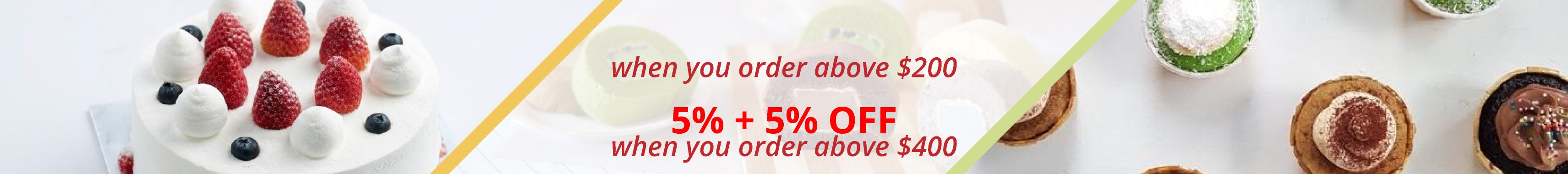 Gift Vouchers Promotion! Enjoy 5% off when you order above $200 and 5% + 5% off when you order above $400