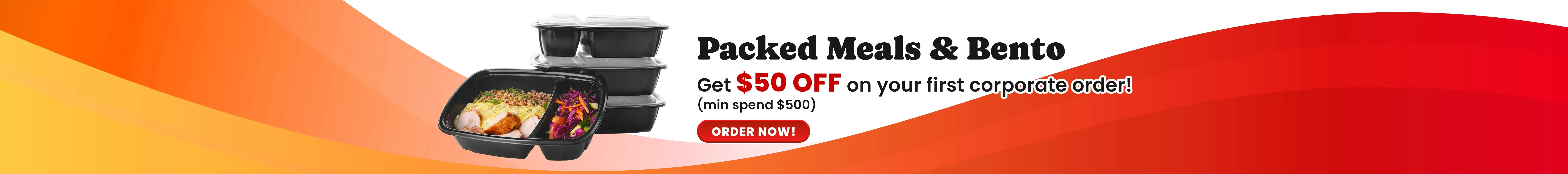 Packed Meals and Bentos! Get $50 off on your first corporate order.