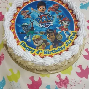 1x PAW TEAM BIRTHDAY @$58.9 (Size : 9 Inch (12-18 pax)) (Flavours : Vanilla) (Eggless : Yes) (Big Candles : 1) (Small Candles : 4)