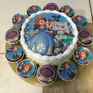 1x Sophia Birthday @$78.9 (Size : Classic (7 Inch Cake + 12 Cupcakes)) (Eggless?: Yes) (Big Candles : 1) (Small Candles : 8)