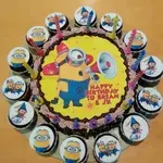 1x Minion Assemble @$78.9 (Size : Deluxe (9 Inch Cake + 14 Cupcakes)) (Eggless? : No) (Big Candles : 8) (Small Candles : 6)