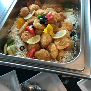 Crumbled Scallops with mustard aioli