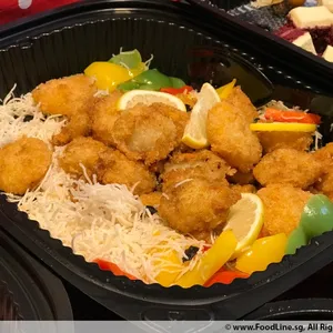 Crumbled Scallops with lemon cheese sauce