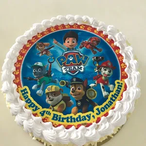 1x PAW TEAM BIRTHDAY @$58.9 (Size : 9 Inch (12-18 pax)) (Flavours : Vanilla) (Eggless : No) (Big Candles : 4) (Small Candles : 1)