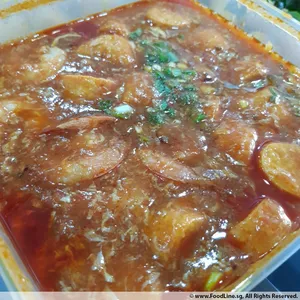 Tofu Prawns in Chilli Crab Sauce Served with golden man tous