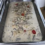 Oven Baked Fish with Button Mushroom Cream Sauce