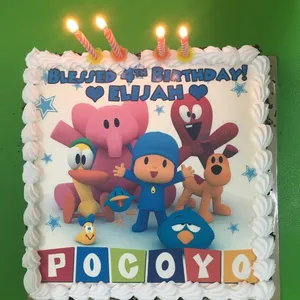 1x POCOYO SPECIAL @$58.9 (Size : 9 Inch (12-18 pax)) (Flavours : Blackforest) (Eggless : No) (Big Candles : 1) (Small Candles : 6)