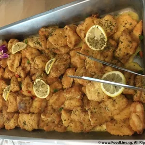 Golden Fish Fillet with Herbs Lemon Butter Sauce
