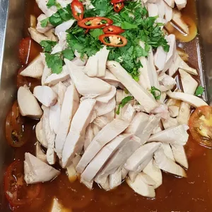 Grain Hainanese Chicken <i>with dark soy, homemade chilli and ginger puree</i>