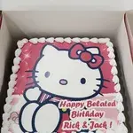 1x KITTY LOVE @$58.9 (Size : 9 Inch (12-18 pax)) (Flavours : Blackforest) (Eggless : No) (Big Candles : 2) (Small Candles : 2)