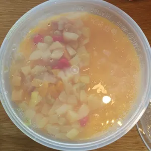 Mango Pudding with Fruit Cocktail