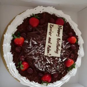 1x Eggless Blackforest Bloom @$92.9 (Size : 12 Inch (29-39 pax)) (Big Candles : 2) (Small Candles : 2)