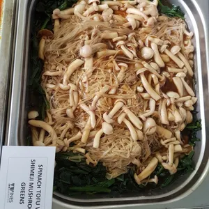 Spinach Tofu with Shimeji Mushrooms & greens