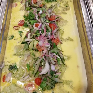Coriander Pesto Dory <i>in light butter sauce with cucumber salad</i>