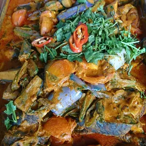 Indian Toman Fish Curry <i> with okra, eggplant and tomato</i>