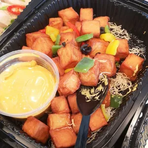 Codfish Tofu Bites <i>with lemon cheese dip</i>