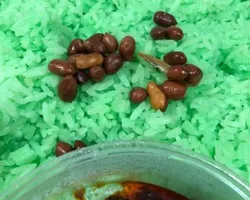 Pandan Rice w/ Sambal, Crispy Peanuts and Ikan Billis (separated) | Customer Photo | Liang Food Caterer