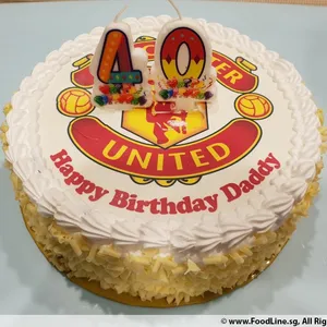 1x MANCHESTER (*Price from $58.90 onward) @$58.9 (Size : 8 Inch (12-18 pax)) (Flavours : Vanilla) (Eggless : No) (Big Candles : 4) (Small Candles : 1)