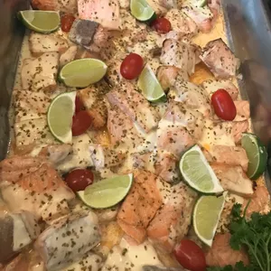 Baked Salmon with Rosemary infused Lemon-Butter sauce