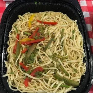 Linguine Aglio Olio (V) <i>with asparagus and tomato</i>