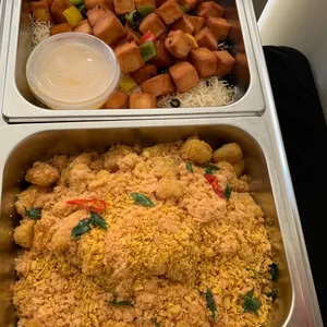 Cornflake-Crusted Fish <i>with curry leaf and chicken floss</i>