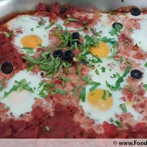 Shakshuka (V) <i>north african-style baked eggs in tomato sauce</i>