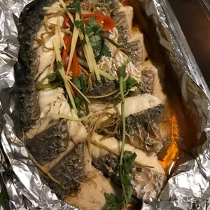 Steamed Sea Bass <br><i>with ginger and spring onion</i>