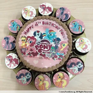 1x Pony Adventure @$78.9 (Big Candles : 1) (Eggless?: No) (Size : Classic (7 Inch Cake + 12 Cupcakes)) (Small Candles : 4)