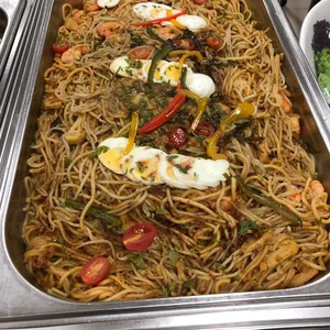 Peranakan Laksa Goreng <i>with poached prawn and dry sambal</i>