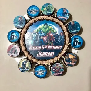 1x Avengers Birthday @$78.9 (Size : Classic (7 Inch Cake + 12 Cupcakes)) (Big Candles : 6) (Small Candles : 6)
