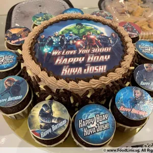 1x Avengers Birthday @$78.9 (Size : Classic (7 Inch Cake + 12 Cupcakes)) (Big Candles : 1) (Small Candles : 3)
