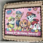 1x PAW TEAM BIRTHDAY @$58.9 (Size : 8 Inch (12-18 pax)) (Flavours : Chocolate) (Eggless : Yes) (Big Candles : 4) (Small Candles : 1)