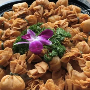 Golden Seafood Pocket with Mandarin Dip