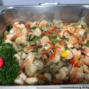 鸡腿菇蒜茸虾球(去壳) Garlic Prawn w/ Mushroom (De-Shell) (NEW)