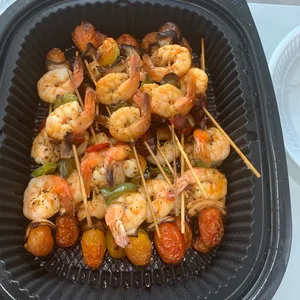 Skewered Cajun Garlic Prawns