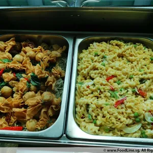 Fusili Pasta Alfredo with Green Peas and Bell Peppers (V)