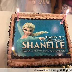 1x FROZEN PRINCESS @$58.9 (Size : 8 Inch (12-18 pax)) (Flavours : Chocolate) (Eggless : No) (Big Candles : 4) (Small Candles : 4)