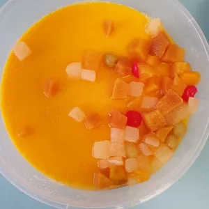 Mango Pudding With Fruit Cocktail