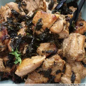 Slow-roast Tie Guan Yin Chicken <i>with coriander and crispy tea leaf</i>