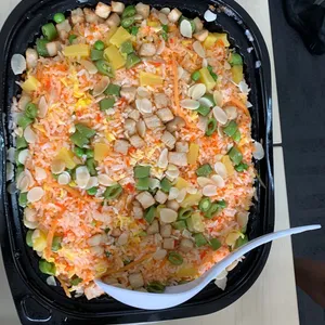 Festive Christmas Fried Rice with Diced Turkey and Honey Pineapple
