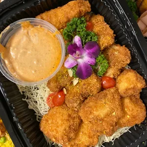 Breaded Fish Fillet with Toasted Almond and Chilli Lime Aioli