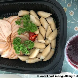 Honey Chicken Ham and Chipolata Sausages with Cranberry Sauce