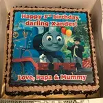 1x Thomas Party @$58.9 (Size: 12 Inch (29-39 pax)) (Flavours: Chocolate) (Eggless: No) (Big Candles: 3) (Small Candles: 1)