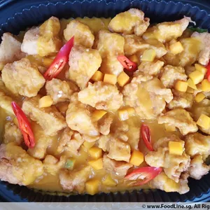 Fried Fish with Refreshing Golden Pumpkin and Herbs