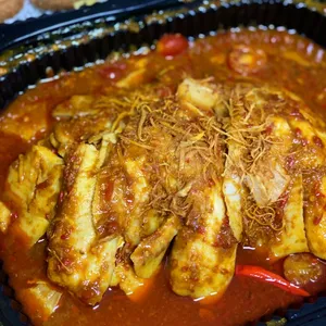 Steamed White Fish Fillet with Nonya Assam Sauce and Fried Ginger