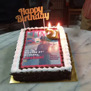 1x TIME COVER *(Price from $62.90 onward) @$62.9 (Size: 8 Inch (12-18 pax)) (Flavours: Blackforest) (Eggless: No) (Big Candles: 2) (Small Candles: 1)
