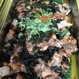 Slow-roast Tie Guan Yin Chicken <i>with coriander and crispy tea leaf</i>