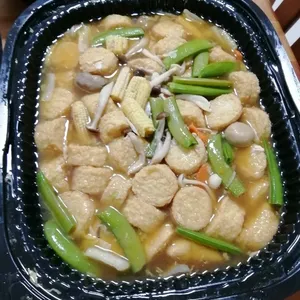Braised Egg Beancurd and Vegetables in Silky Egg Gravy