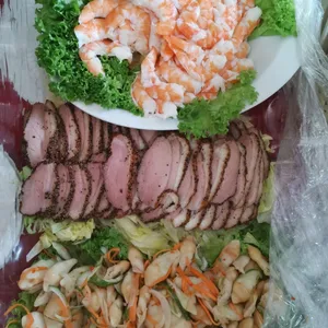 Assorted Cold Cut Combination 锦绣中西拼 (沙律鲜虾片, 生捞贵妃贝, 黑椒烟熏鸭片)<br>
