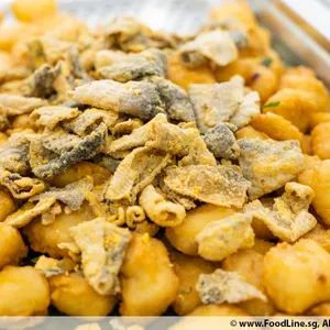 Golden Salted Egg Hoki Fish <i>topped with crispy fish skin</i>